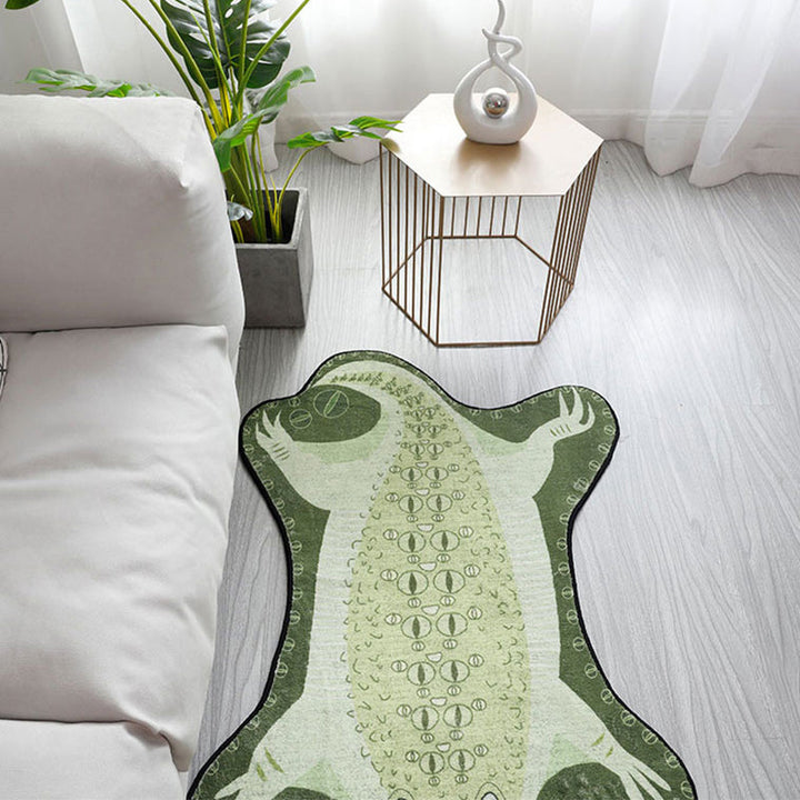 Stornfield | Green Irregular Crocodile Animal Pattern Kids Nursery Rug Stain Resistant Polyester Carpet