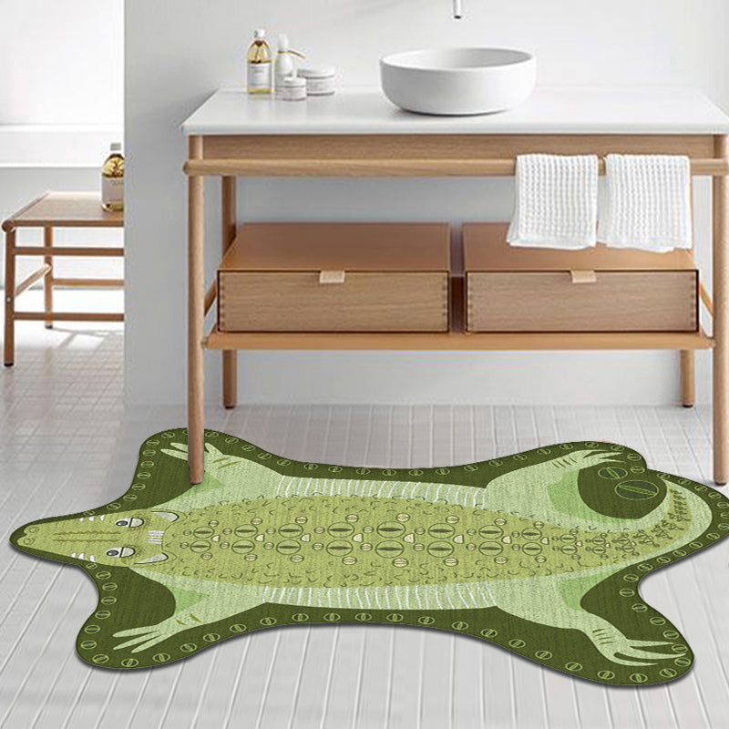 Stornfield | Green Irregular Crocodile Animal Pattern Kids Nursery Rug Stain Resistant Polyester Carpet