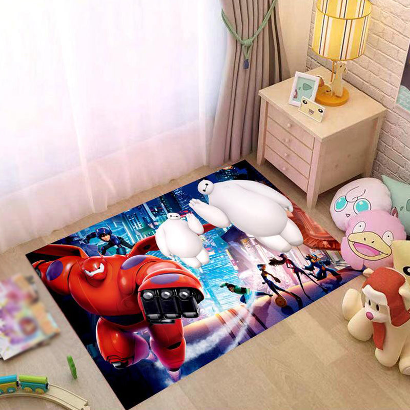 Stornfield | Beautiful polyester rug with pink and green cartoon character pattern, kids rug, pet friendly, washable, non-slip, floor rug for kids' room