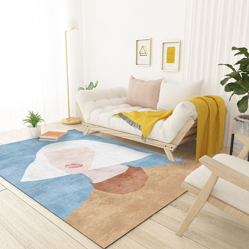 Stornfield | Multicolored Polyester Rug with Novel Character Design Non-Slip Mat Pet-Friendly Carpet for Living Room