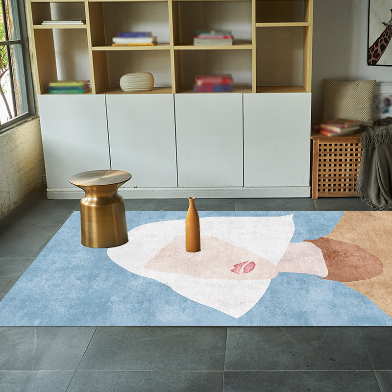 Stornfield | Multicolored Polyester Rug with Novel Character Design Non-Slip Mat Pet-Friendly Carpet for Living Room