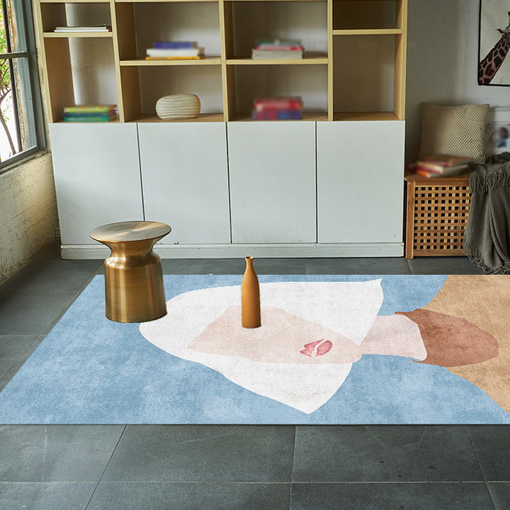 Stornfield | Multicolored Polyester Rug with Novel Character Design Non-Slip Mat Pet-Friendly Carpet for Living Room