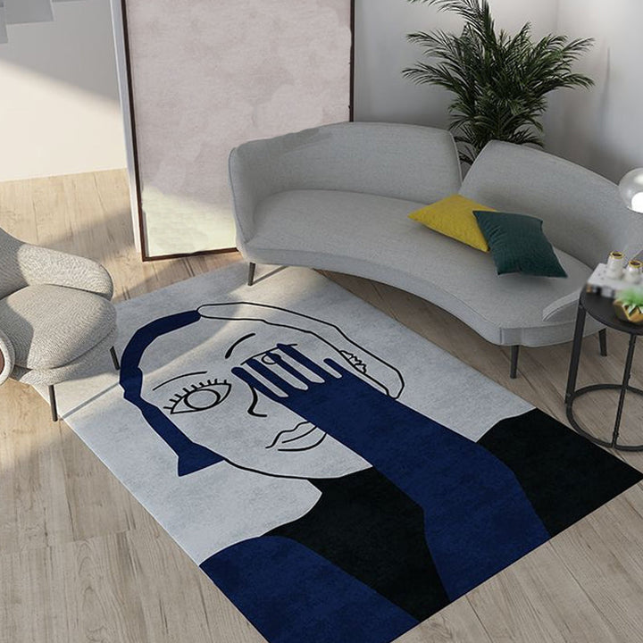 Stornfield | Multicolored Polyester Rug with Novel Character Design Non-Slip Mat Pet-Friendly Carpet for Living Room