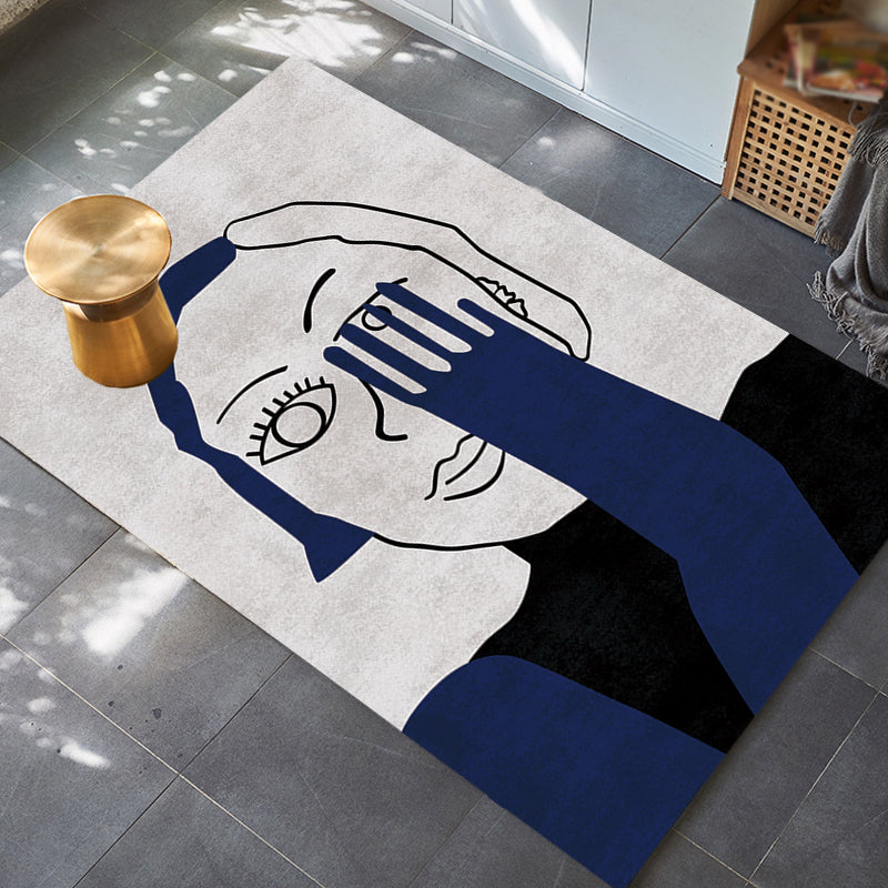 Stornfield | Multicolored Polyester Rug with Novel Character Design Non-Slip Mat Pet-Friendly Carpet for Living Room