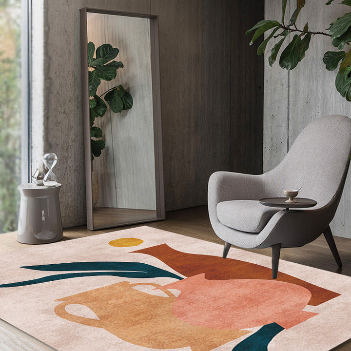 Stornfield | Multicolored Polyester Rug with Novel Character Design Non-Slip Mat Pet-Friendly Carpet for Living Room