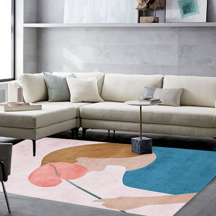 Stornfield | Multicolored Polyester Rug with Novel Character Design Non-Slip Mat Pet-Friendly Carpet for Living Room