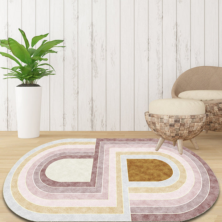 Stornfield | Pink Bedroom Rug Polyester Color Block Pattern Area Rug Machine Washable