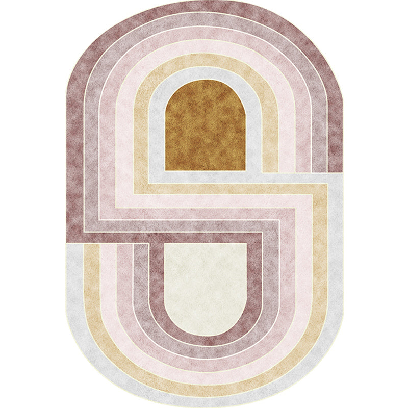 Stornfield | Pink Bedroom Rug Polyester Color Block Pattern Area Rug Machine Washable