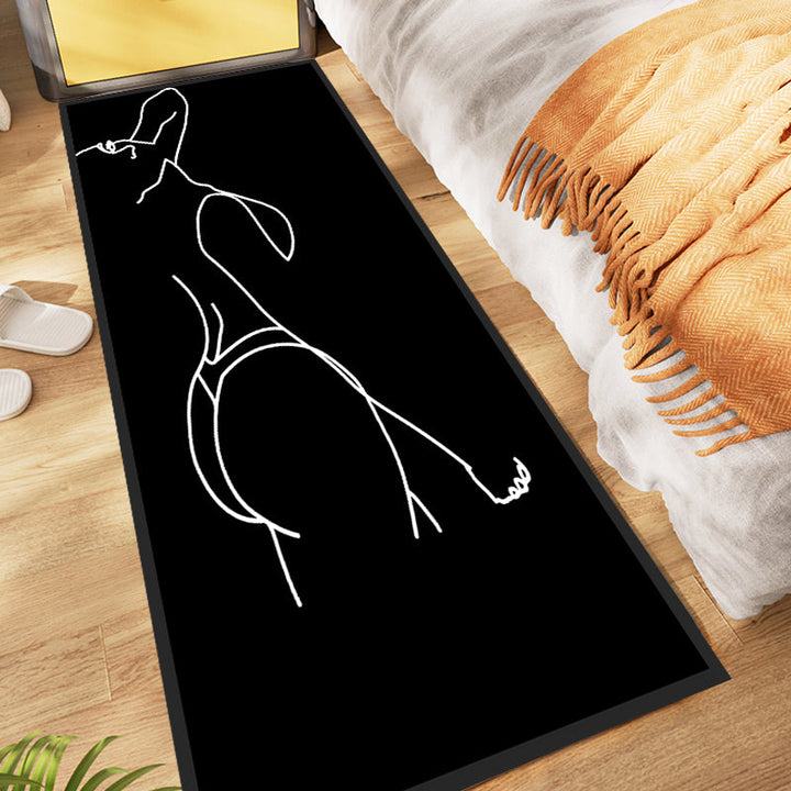 Stornfield | Modern Original Black Abstract Polyester Rug Non-slip and Pet-friendly for Bedroom