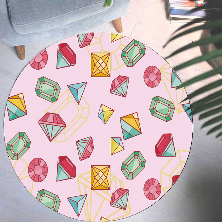 Stornfield | Pink and Purple Polyester Kids Rug with Diamond and Sock Pattern Pet Friendly Washable Non-Slip Accent Rug