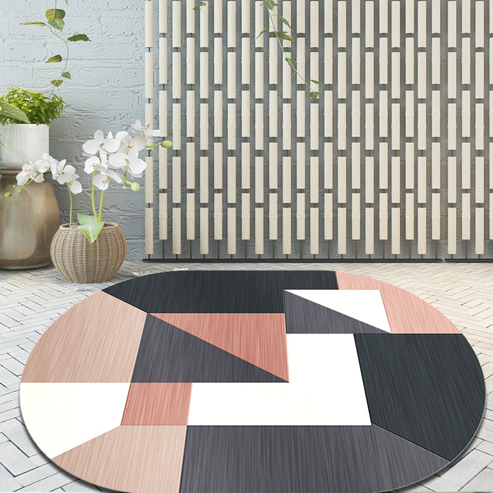Stornfield | Innovative Living Room Rug in Grey and Pink Irregular Shape Printed Polyester Rug with Non-Slip Backing