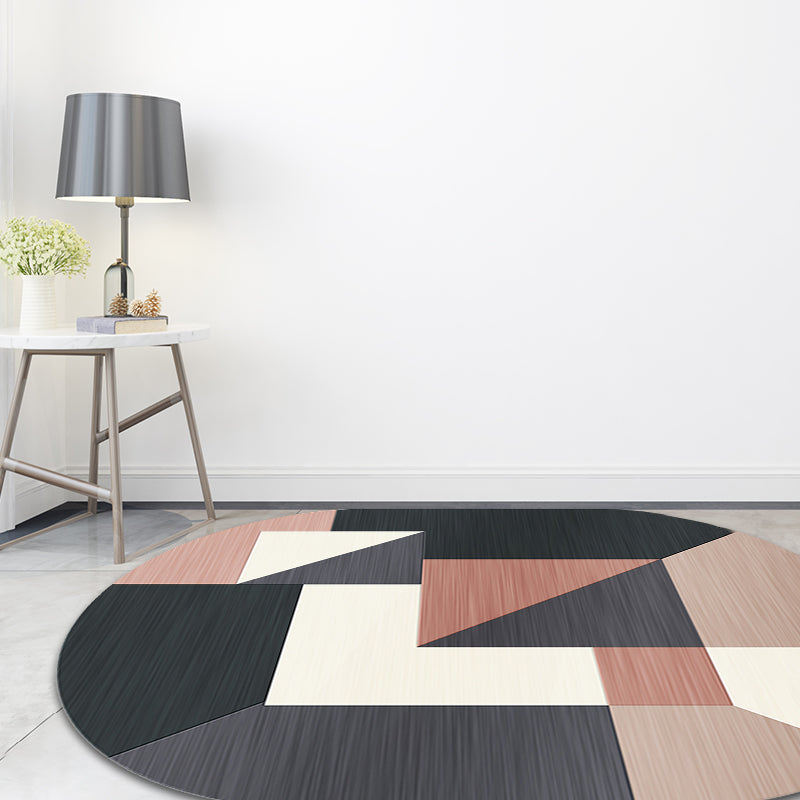 Stornfield | Innovative Living Room Rug in Grey and Pink Irregular Shape Printed Polyester Rug with Non-Slip Backing
