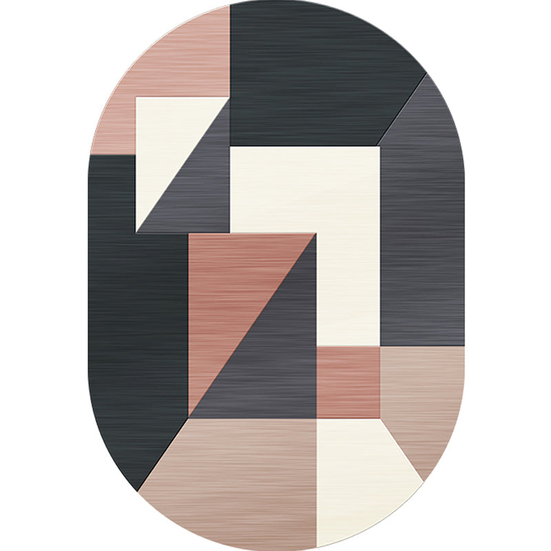 Stornfield | Innovative Living Room Rug in Grey and Pink Irregular Shape Printed Polyester Rug with Non-Slip Backing