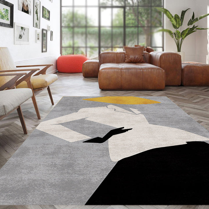 Stornfield | Contemporary Multicolor Patterned Figures Polyester Rug Washable & Pet Friendly Bedroom Rug