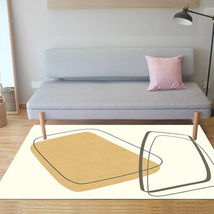 Stornfield | Unique and casual beige color block rug, washable and non-slip, pet-friendly for the living room