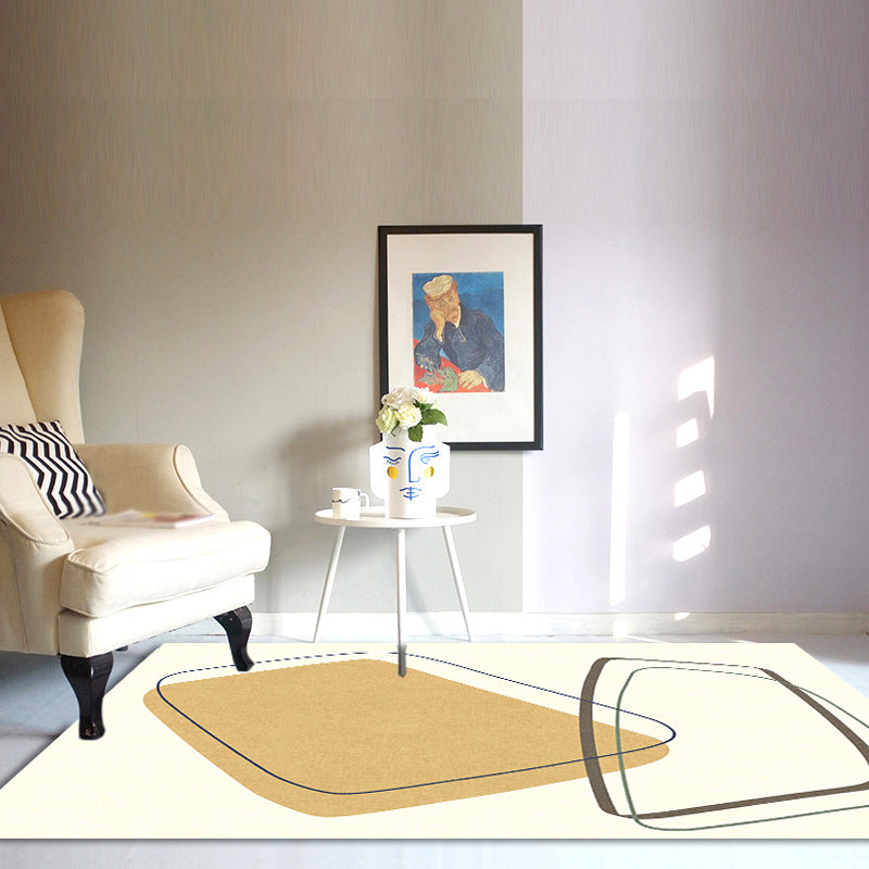 Stornfield | Unique and casual beige color block rug, washable and non-slip, pet-friendly for the living room