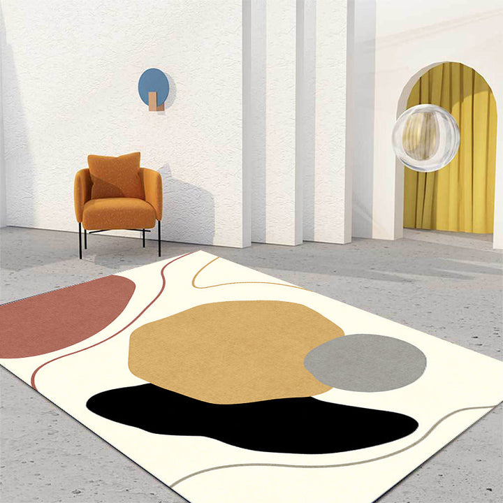 Stornfield | Unique and casual beige color block rug, washable and non-slip, pet-friendly for the living room