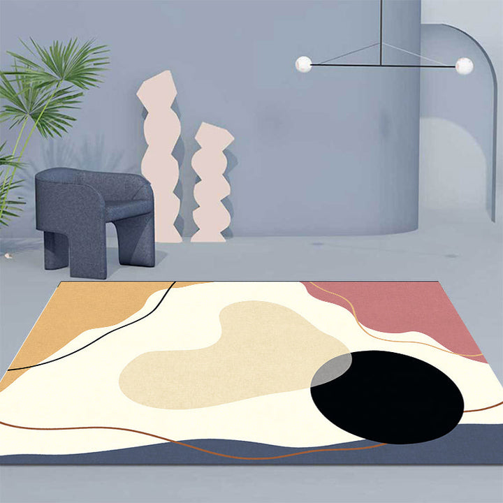 Stornfield | Unique and casual beige color block rug, washable and non-slip, pet-friendly for the living room