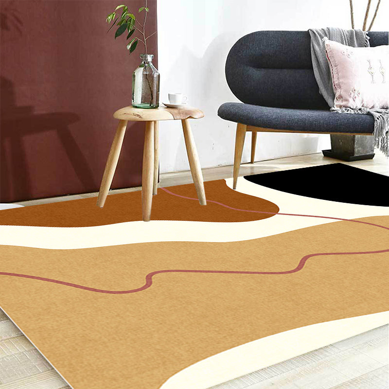 Stornfield | Unique and casual beige color block rug, washable and non-slip, pet-friendly for the living room