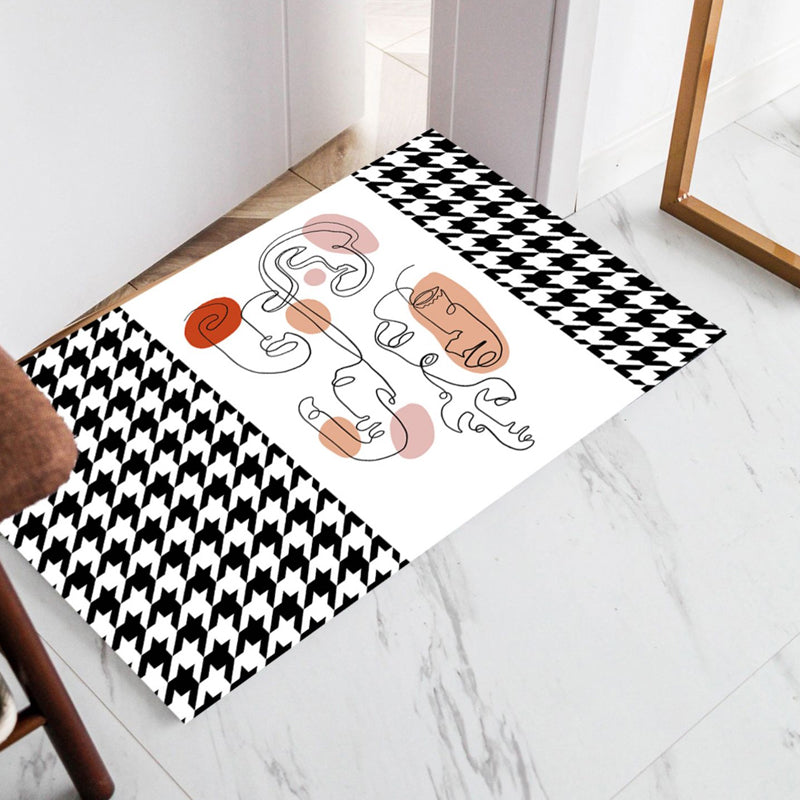 Stornfield | Pink Houndstooth Pattern Polyester Rug Modernist Rug Pet-Friendly Rug Non-Slip Rug for Living Room