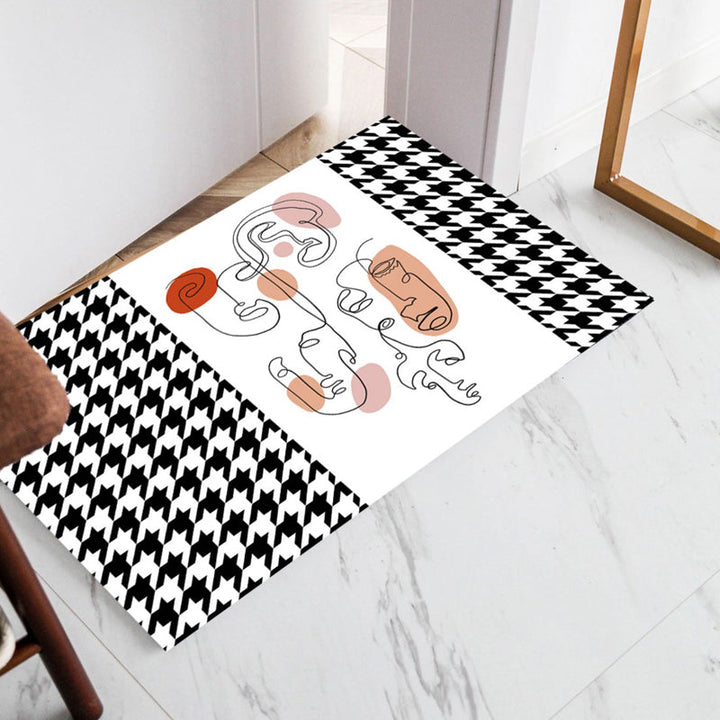 Stornfield | Pink Houndstooth Pattern Polyester Rug Modernist Rug Pet-Friendly Rug Non-Slip Rug for Living Room
