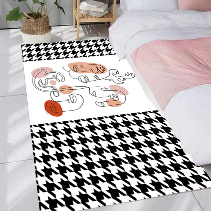 Stornfield | Pink Houndstooth Pattern Polyester Rug Modernist Rug Pet-Friendly Rug Non-Slip Rug for Living Room