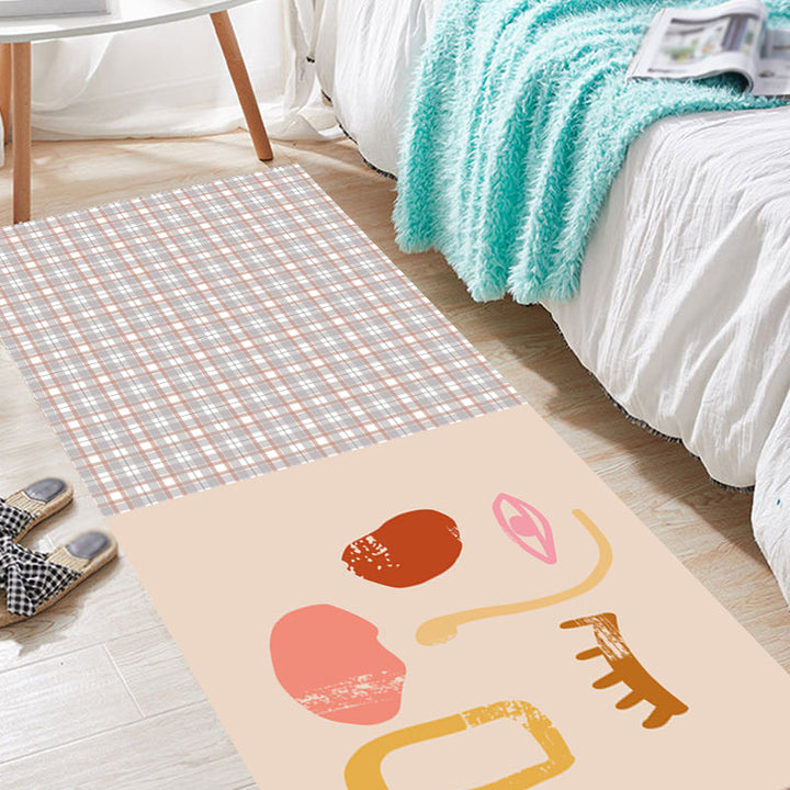 Stornfield | Pink Houndstooth Pattern Polyester Rug Modernist Rug Pet-Friendly Rug Non-Slip Rug for Living Room