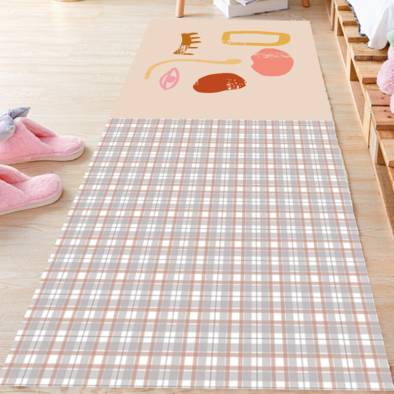Stornfield | Pink Houndstooth Pattern Polyester Rug Modernist Rug Pet-Friendly Rug Non-Slip Rug for Living Room
