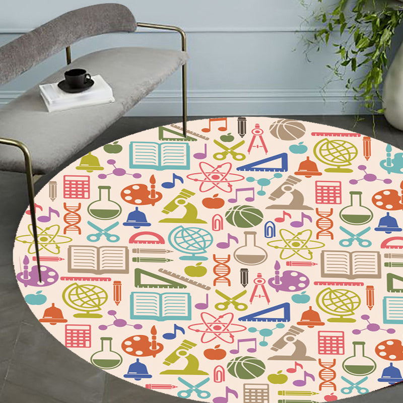 Stornfield | Apricot Children's Rug Polyester Stationary Pattern Pet Friendly Washable Non-Slip Rug for Decoration
