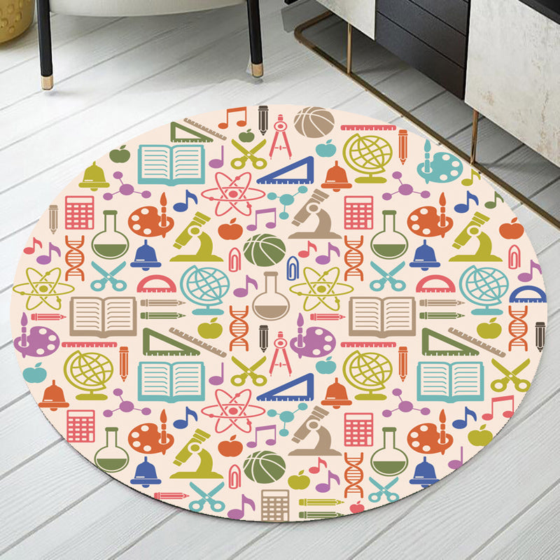 Stornfield | Apricot Children's Rug Polyester Stationary Pattern Pet Friendly Washable Non-Slip Rug for Decoration