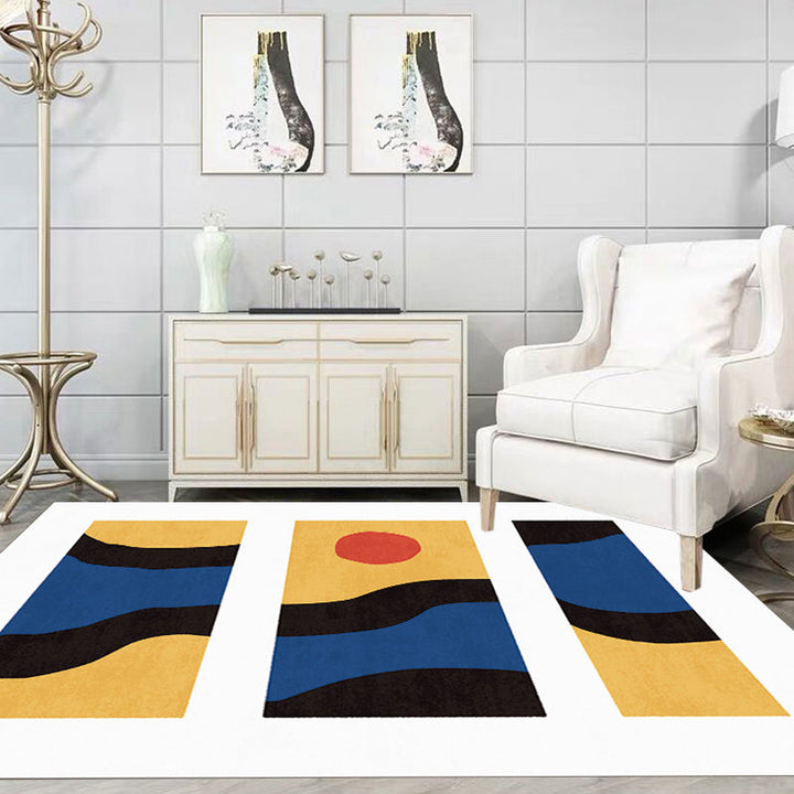 Stornfield | Elegant Minimalist Black and White Abstract Rug, Pet Friendly, Non-Slip Backing, Living Room Carpet