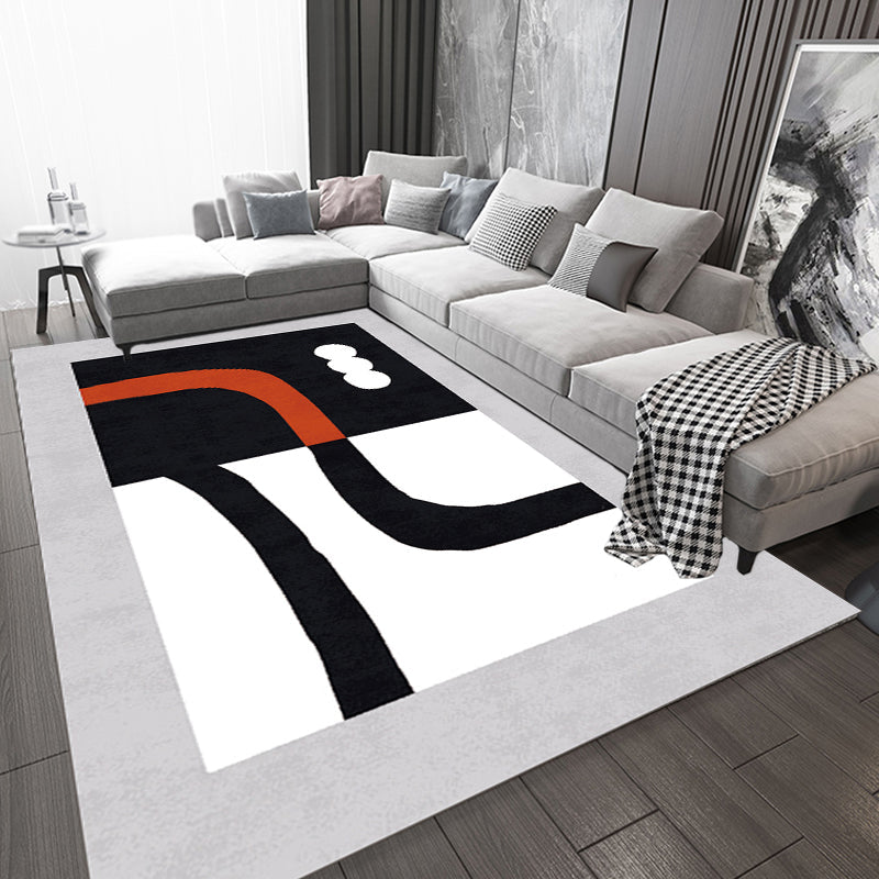 Stornfield | Elegant Minimalist Black and White Abstract Rug, Pet Friendly, Non-Slip Backing, Living Room Carpet