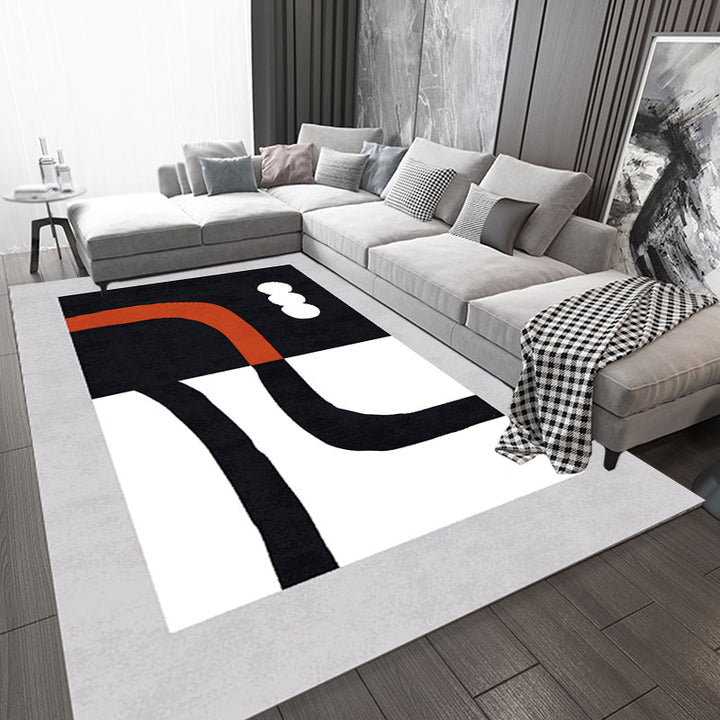 Stornfield | Elegant Minimalist Black and White Abstract Rug, Pet Friendly, Non-Slip Backing, Living Room Carpet