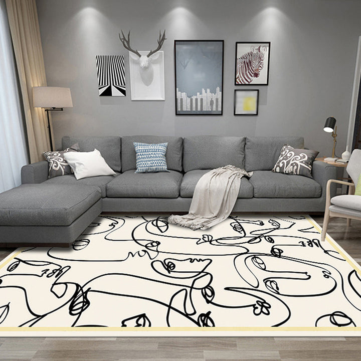 Stornfield | Elegant Multicolour Contemporary Polyester Figurative Pattern Non-Slip Rug Pet-Friendly Mat for Living Room