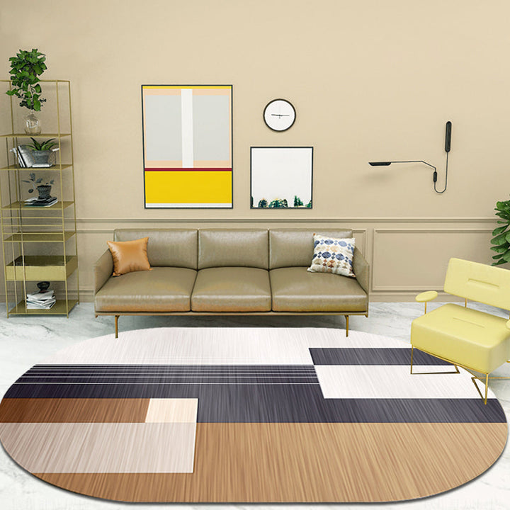Stornfield | Original living room rug in brown and ivory with a stain-resistant polyester box pattern