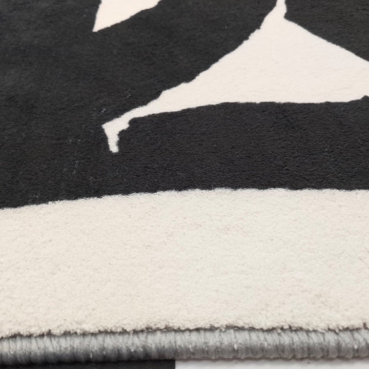 Stornfield | Black and White Polyester Abstract Rug, Scandinavian Rug, Pet Friendly, Washable Area Rug for Living Room