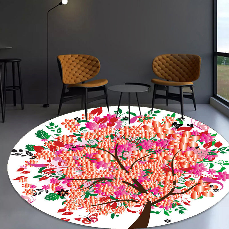 Stornfield | Unique Floral Pattern Rug Pink and Orange Kids Rug Pet Friendly Washable Non-Slip Rug for Kids Bedroom