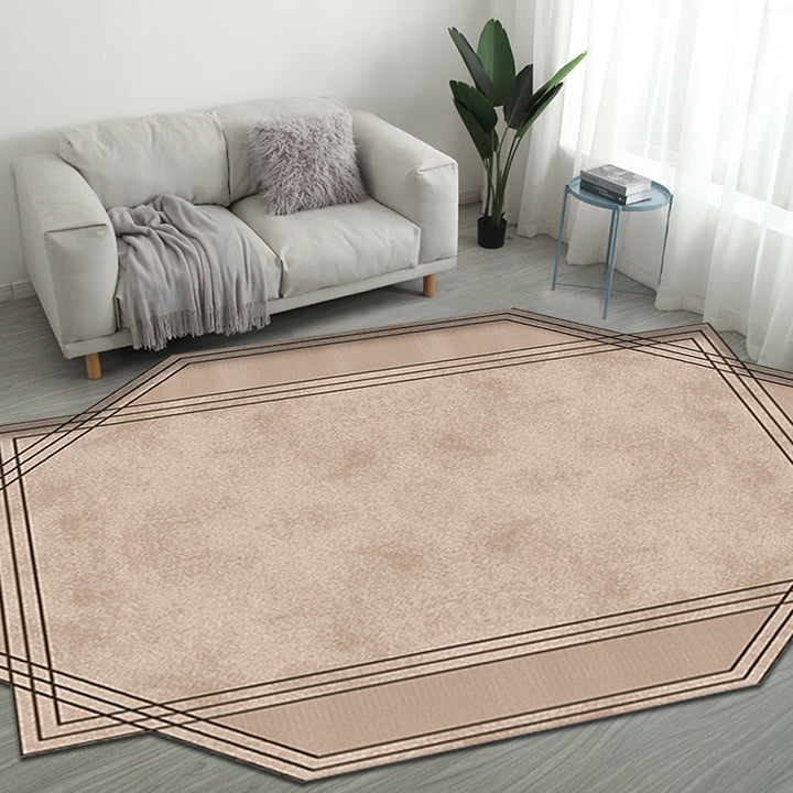 Stornfield | Brown Bedroom Rug New Plain Polyester Pet-Friendly Non-Slip Area Rug