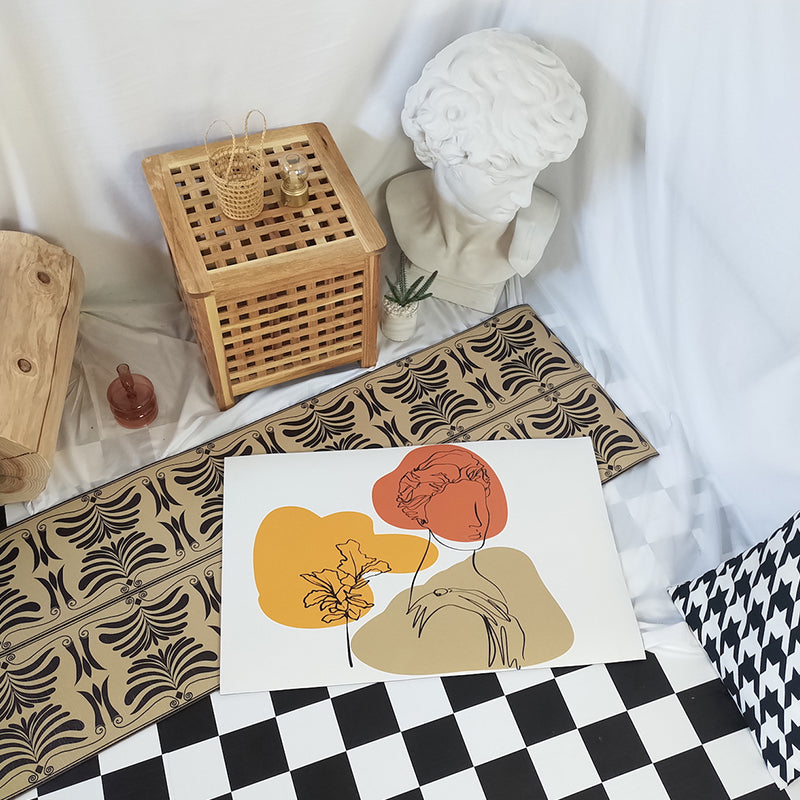 Stornfield | Modern Pattern Character Rug with Brown and Yellow Leaves, Washable Polyester Rug, Pet-Friendly, Bedroom Rug