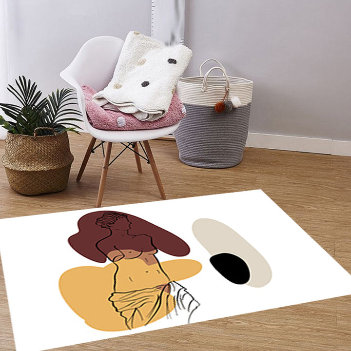 Stornfield | Modern Pattern Character Rug with Brown and Yellow Leaves, Washable Polyester Rug, Pet-Friendly, Bedroom Rug