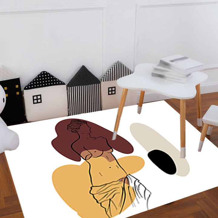 Stornfield | Modern Pattern Character Rug with Brown and Yellow Leaves, Washable Polyester Rug, Pet-Friendly, Bedroom Rug