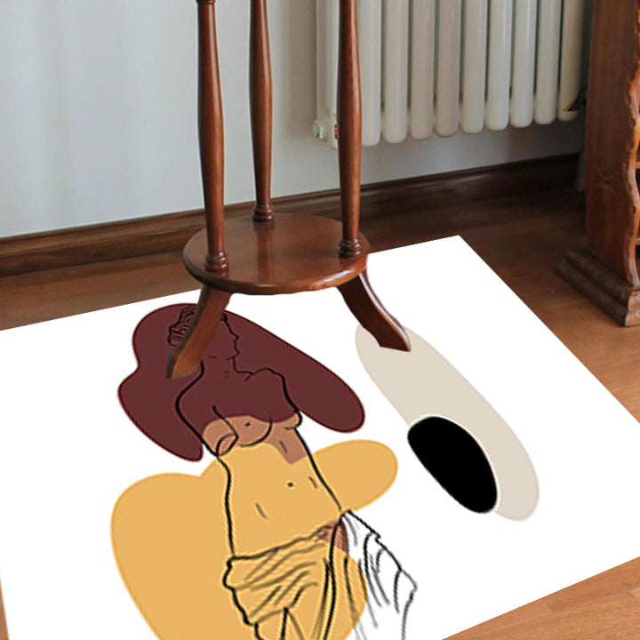 Stornfield | Modern Pattern Character Rug with Brown and Yellow Leaves, Washable Polyester Rug, Pet-Friendly, Bedroom Rug