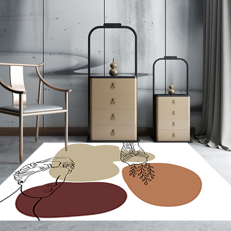 Stornfield | Modern Pattern Character Rug with Brown and Yellow Leaves, Washable Polyester Rug, Pet-Friendly, Bedroom Rug