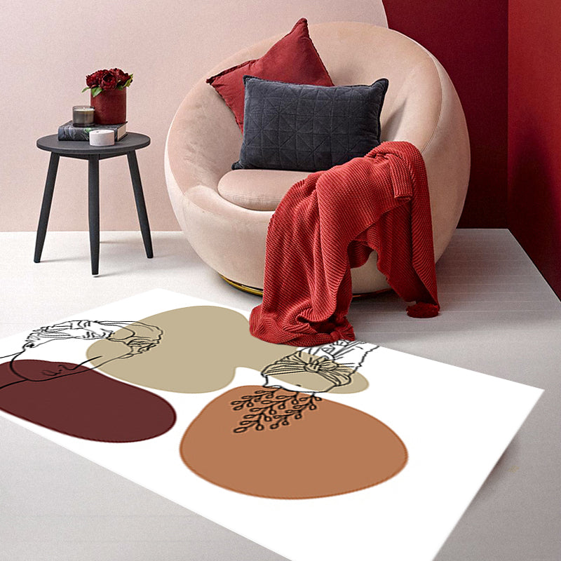 Stornfield | Modern Pattern Character Rug with Brown and Yellow Leaves, Washable Polyester Rug, Pet-Friendly, Bedroom Rug