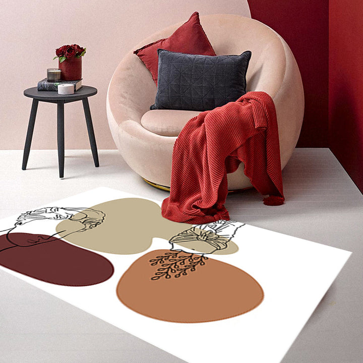 Stornfield | Modern Pattern Character Rug with Brown and Yellow Leaves, Washable Polyester Rug, Pet-Friendly, Bedroom Rug