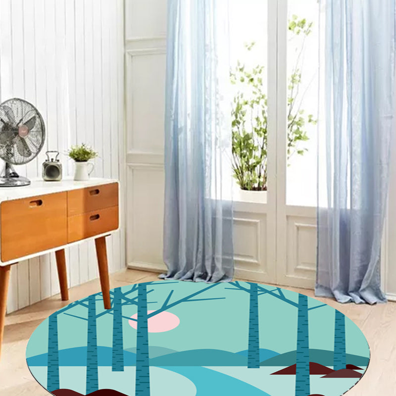Stornfield | Yellow and Blue Road Map Kids Rug Washable Non-Slip Pet-Friendly Polyester Mat for Kids Room