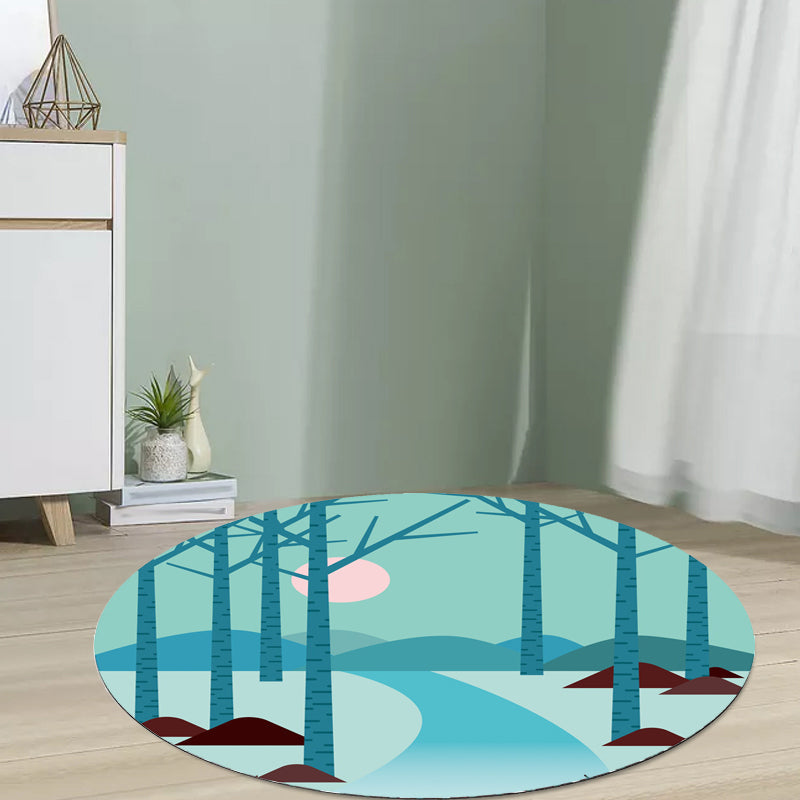 Stornfield | Yellow and Blue Road Map Kids Rug Washable Non-Slip Pet-Friendly Polyester Mat for Kids Room