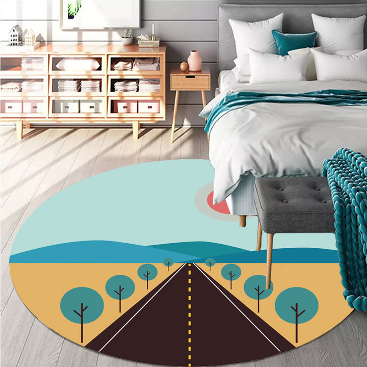 Stornfield | Yellow and Blue Road Map Kids Rug Washable Non-Slip Pet-Friendly Polyester Mat for Kids Room