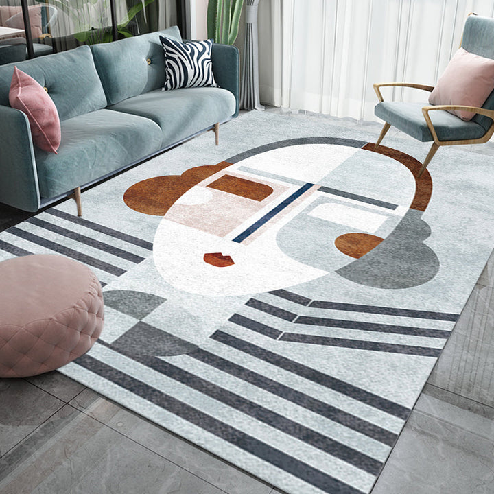 Stornfield | Multicolored Living Room Rug Nordic Pattern Polyester Washable Pet-friendly Rug