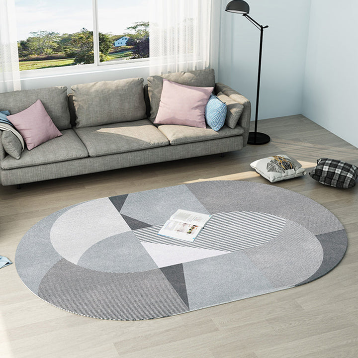 Stornfield | Grey and Blue Bedroom Rug New Colour Block Stripe Pattern Pet-Friendly Polyester Rug